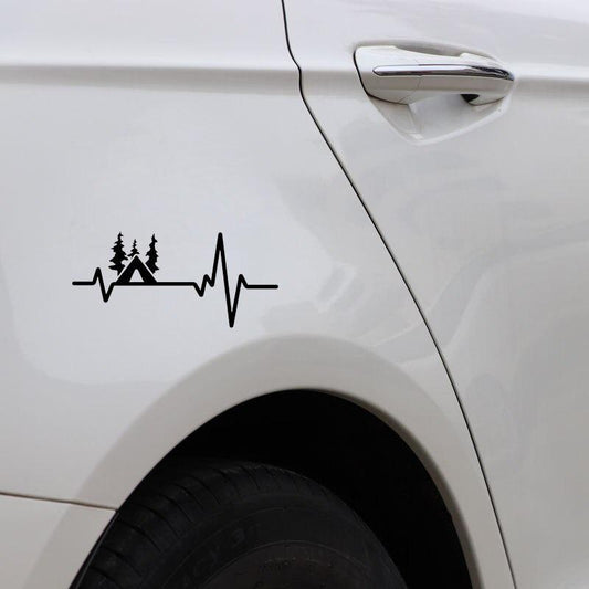 16.6CM*7.7CM Fun Camp Eagle Scouts Fishing Heartbeat Vinyl Black/Silver Car Sticker C22-1194