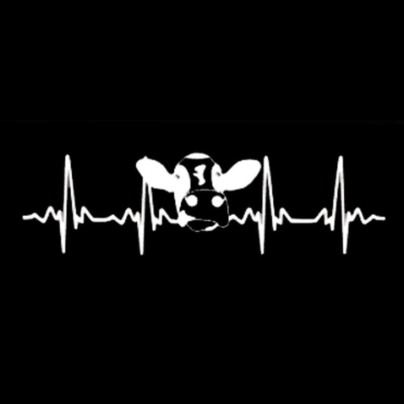 New Fashion 20cm*5.6cm Cow Ekg Heartbeat  Vinyl Car-styling Decal Car Stickers S6-3448