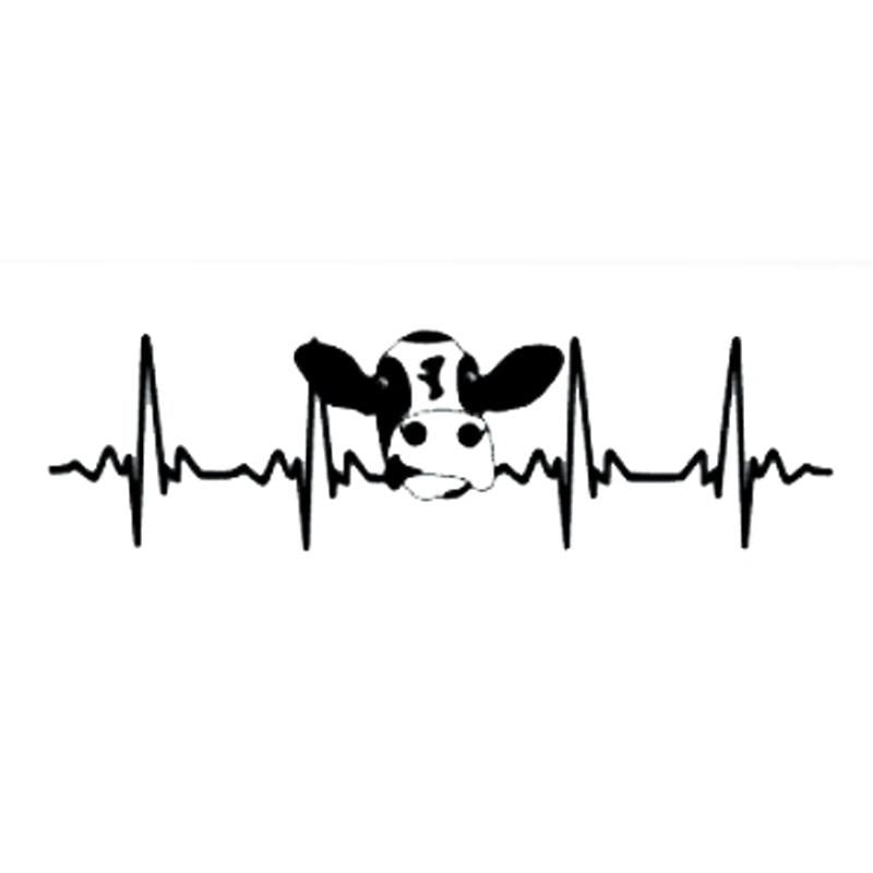 New Fashion 20cm*5.6cm Cow Ekg Heartbeat  Vinyl Car-styling Decal Car Stickers S6-3448