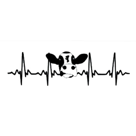 New Fashion 20cm*5.6cm Cow Ekg Heartbeat  Vinyl Car-styling Decal Car Stickers S6-3448