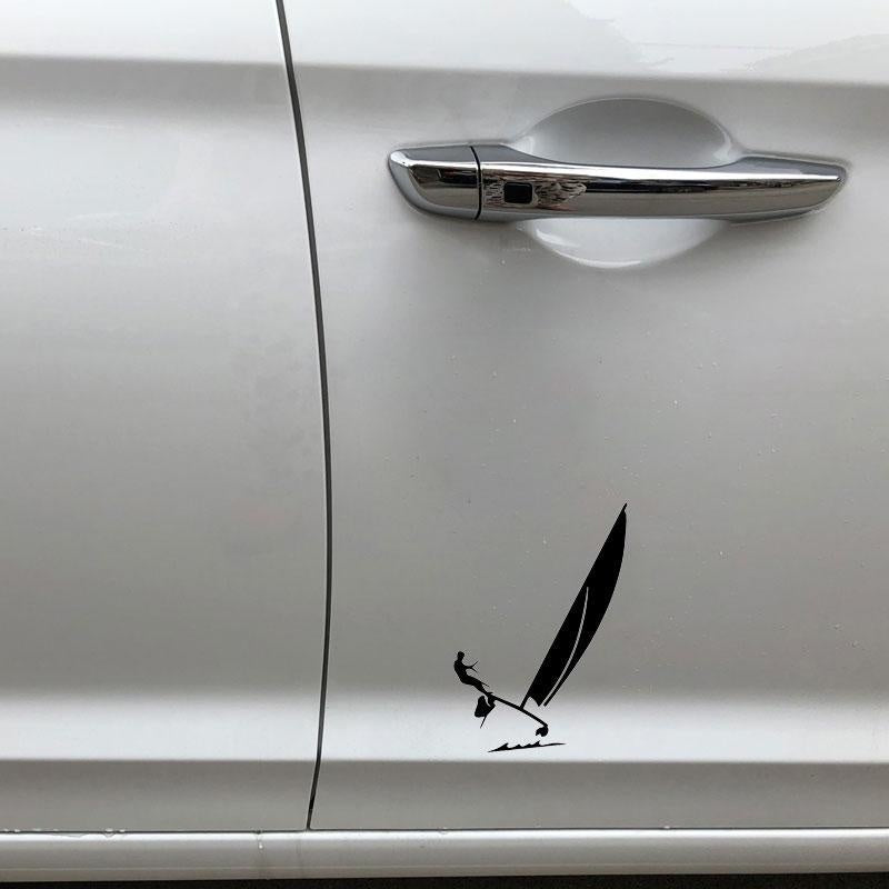 11.9CM*17.61CM Catamaran Hobie Cat Sailing Ocean Car Sticker Decor Car Styling Vinyl Decal Black/Silver C31-0332
