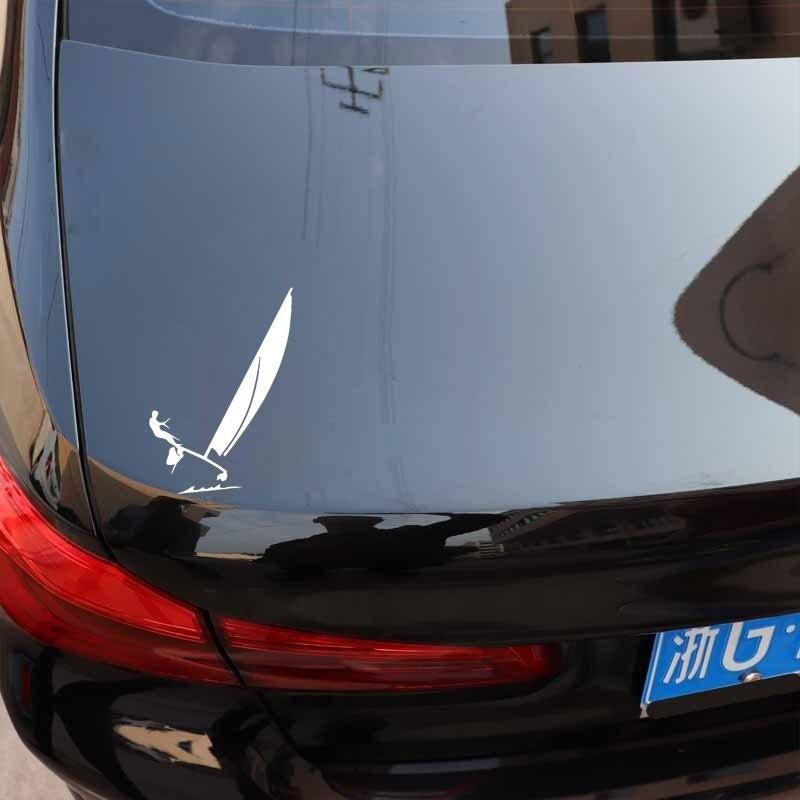 11.9CM*17.61CM Catamaran Hobie Cat Sailing Ocean Car Sticker Decor Car Styling Vinyl Decal Black/Silver C31-0332