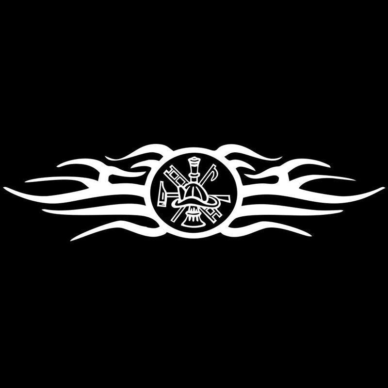 19.5X5CM Fashion FIREFIGHTER Emblem Flames Decals Car Window Sticker Black/Silver Vinyl