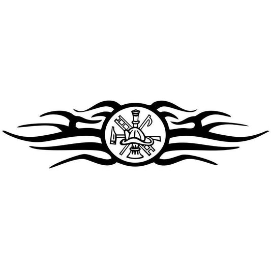 19.5X5CM Fashion FIREFIGHTER Emblem Flames Decals Car Window Sticker Black/Silver Vinyl