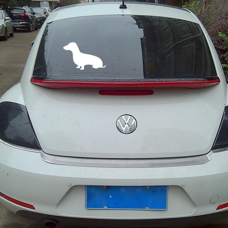 Fashion 15*9.5CM Dachshund Car Sticker Cute Pet Dog Motorcycle Car Stickers And Decals Black Silver