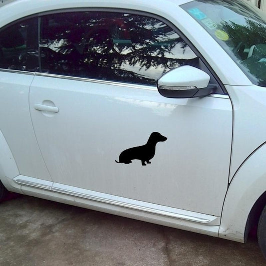 Fashion 15*9.5CM Dachshund Car Sticker Cute Pet Dog Motorcycle Car Stickers And Decals Black Silver
