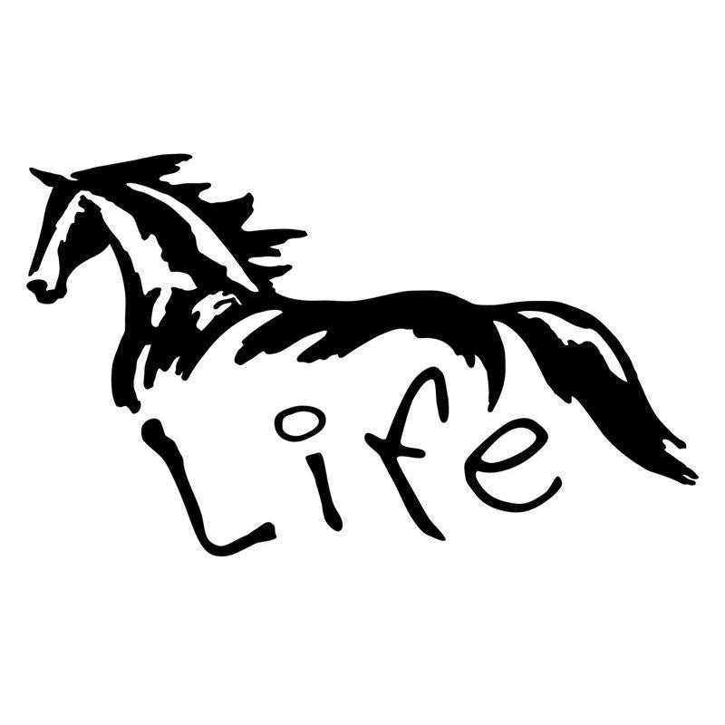 Horse Life Vinyl Car Truck Window Sticker Decal Removable Color:Black,Silver