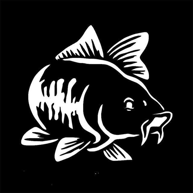 Hot Sale Carp Fishing Car Vinyl Decal Art Sticker Kayak Fishing Car Truck Boat Tribal Car Accessories Silver Laser 15*15 CM