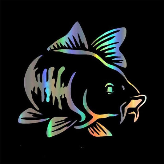 Hot Sale Carp Fishing Car Vinyl Decal Art Sticker Kayak Fishing Car Truck Boat Tribal Car Accessories Silver Laser 15*15 CM