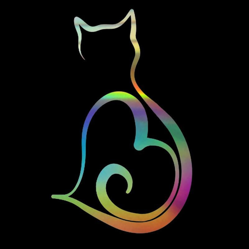 Cute Cats Heart Car Bumper Sticker Auto window vinyl sticker decal Heart Funny Silver/black/Multicolor