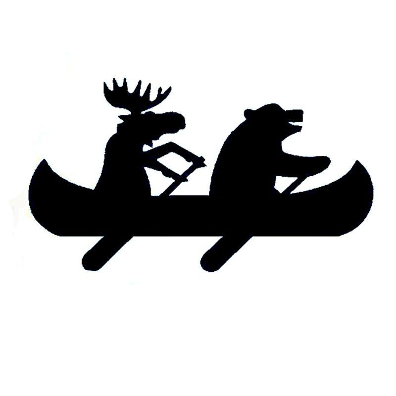 New Fashion 15.4CM*8.7CM Interesting Moose Bear Canoe Decal Vinyl Car Sticker S9-0334