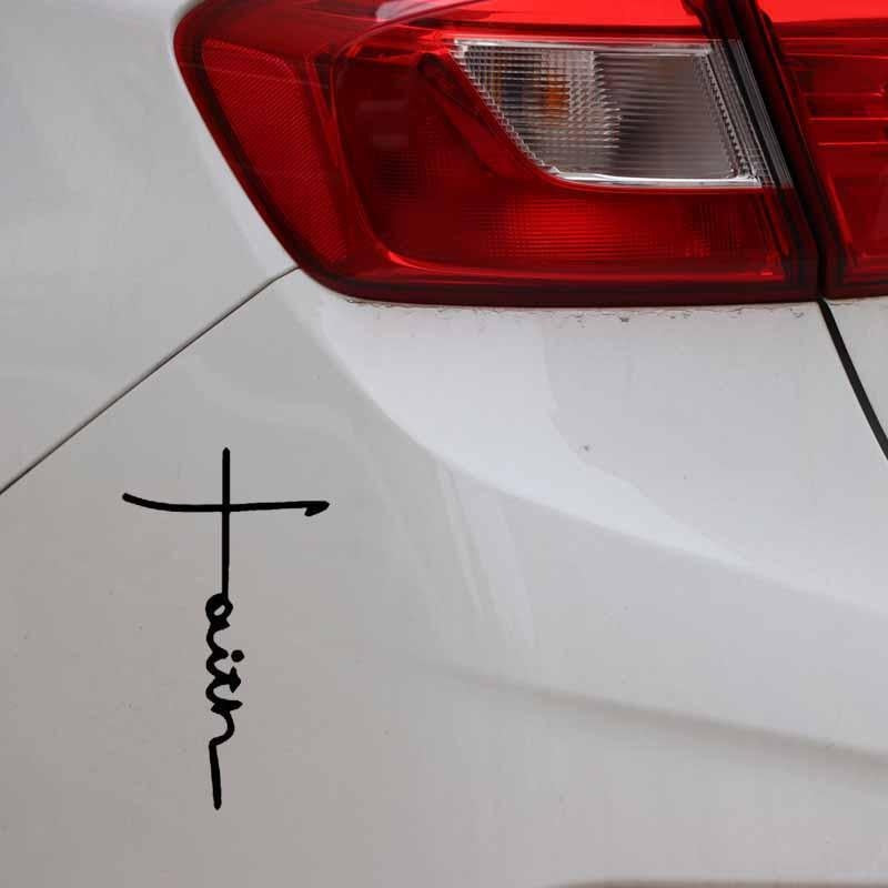 Hot 9.1CM*16CM Faith Cross Symbol Religious Christian God Quote Vinyl Decal Art Car Sticker Black/Silver C27-0254