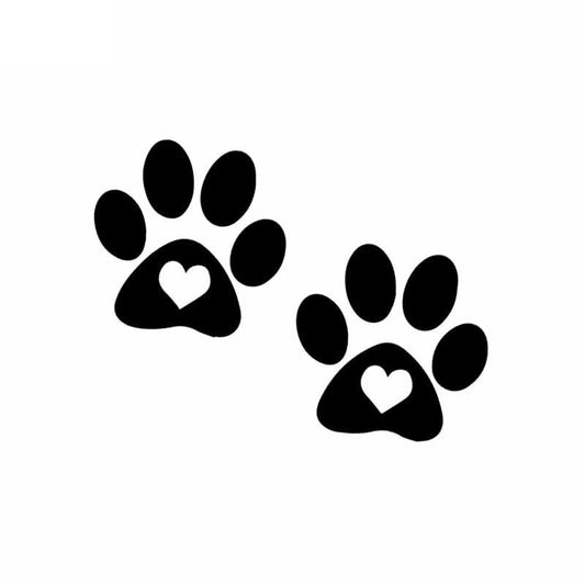 14.7X11.3CM Paw Print Car Stickers Heart Dog Cat Pet Puppy Vinyl Decal Window Decor Black/Silver C24-1479
