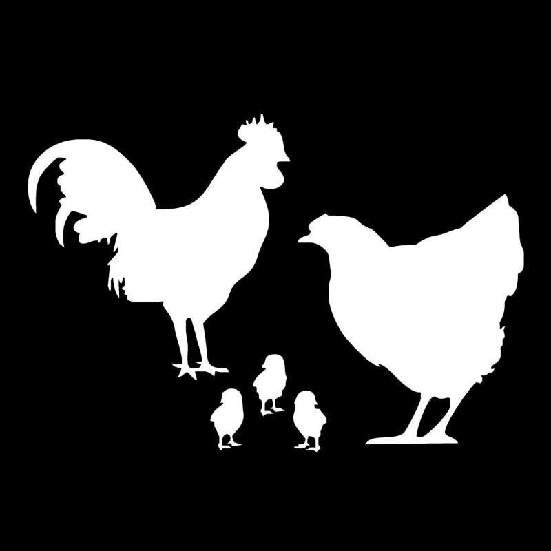 New Brand 20.5*13.9CM Lovely Chicken Family Vinyl Car Styling Farm Animal Decals Car Stickers Black/Silver S1-2347