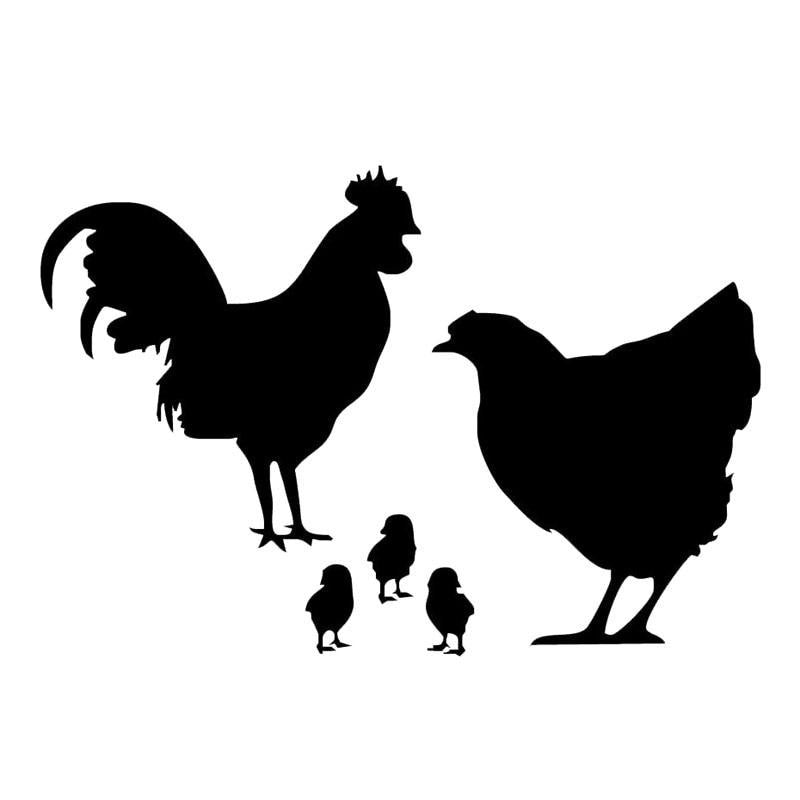 New Brand 20.5*13.9CM Lovely Chicken Family Vinyl Car Styling Farm Animal Decals Car Stickers Black/Silver S1-2347