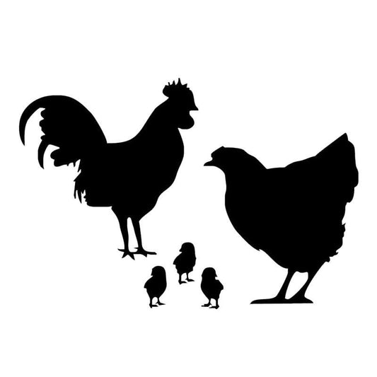 New Brand 20.5*13.9CM Lovely Chicken Family Vinyl Car Styling Farm Animal Decals Car Stickers Black/Silver S1-2347