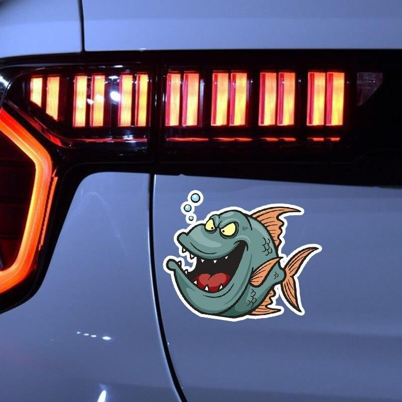 12.3*9.9CM PVC Decals Tricky Ferocious Ugly Fish Animal Fashion Car Sticker Cartoon Beautiful