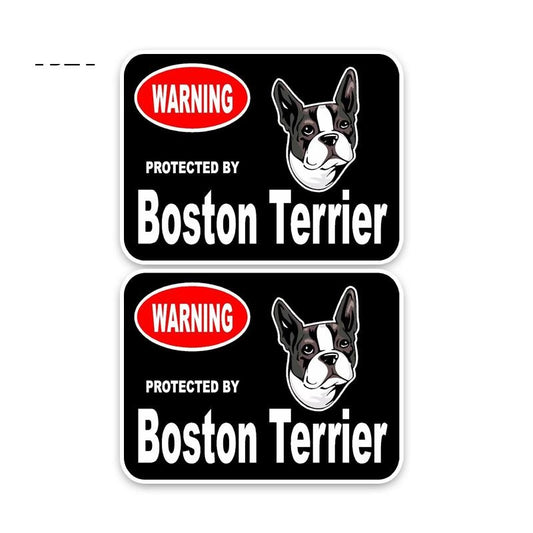15*11.4CM  2X Boston Terrier Guard Dog Car Bumper Window Sticker Decal