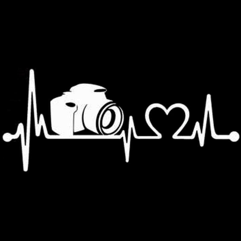 New Brand 19.1cm*8.3cm Camera Heartbeat Lifeline Vinyl Stickers Decals Car-Styling Black/Silver S3-4940
