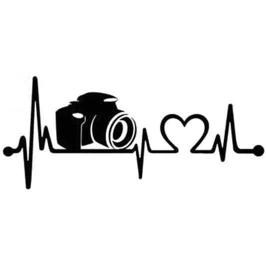 New Brand 19.1cm*8.3cm Camera Heartbeat Lifeline Vinyl Stickers Decals Car-Styling Black/Silver S3-4940