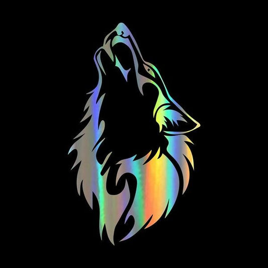 1pcs Fashion Laser Car Sticker Cool Wolf Howling Automobiles & Motorcycles Decoration Waterproof JDM Vinyl Decal,15cm*9cm