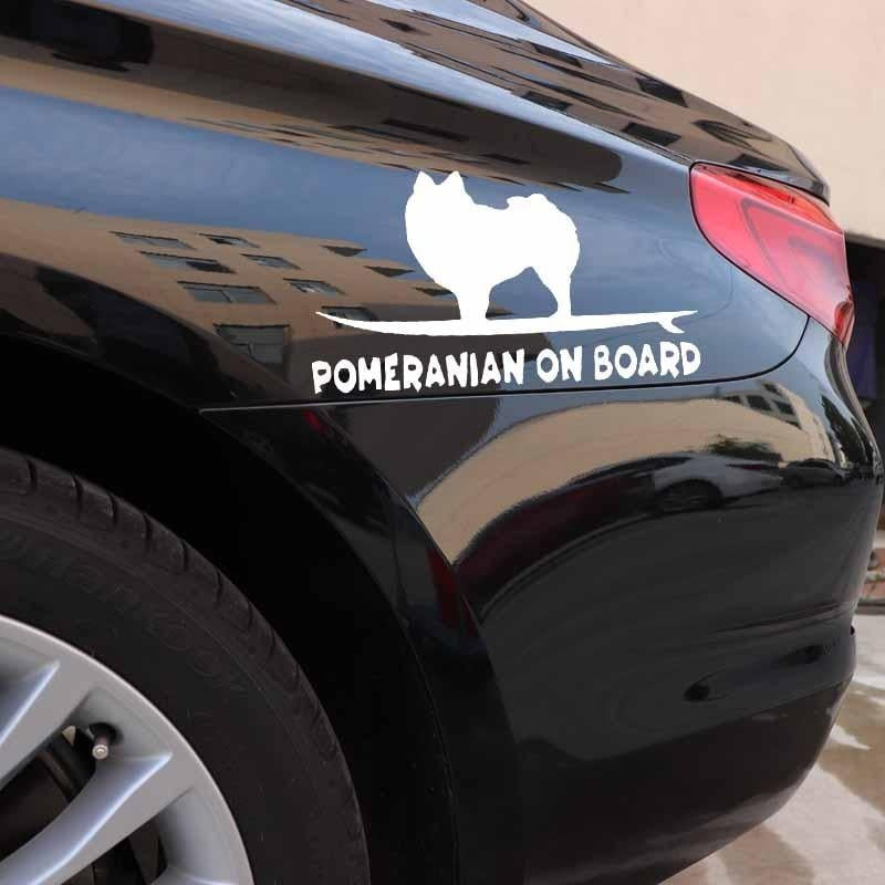 New Hot 15.8X9CM Pomeranian On Board Funny Dog Decal Vinyl Car Sticker Window Decoration Black/Silver C24-1629