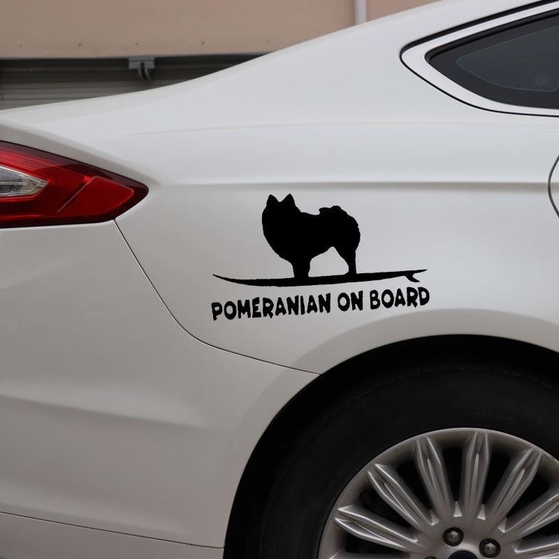 New Hot 15.8X9CM Pomeranian On Board Funny Dog Decal Vinyl Car Sticker Window Decoration Black/Silver C24-1629