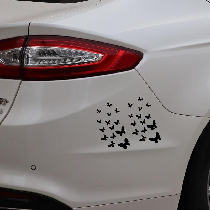 NEW 16CM*13CM Butterflies Decal Vinyl Art Decoration Small Butterfly Car Stickers Black/Silver