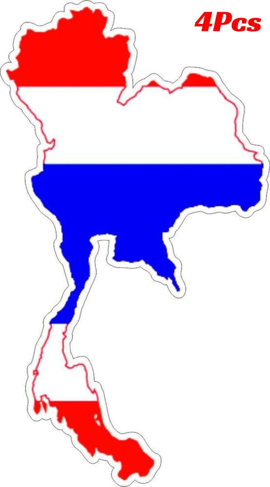 4Pcs Sticker car moto map flag vinyl outside wall decal thailand