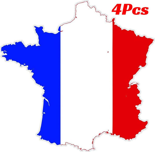 4X Sticker Car Moto Map Flag Vinyl Outside Wall Decal France French