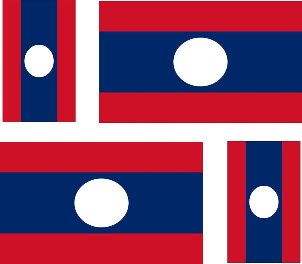 Set of 4x Sticker Vinyl Car Bumper Decal Outdoor Car Moto World Flag Laos