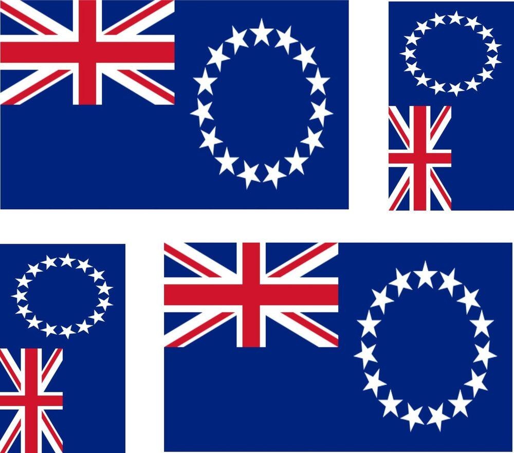 Set of 4x Sticker Vinyl Car Bumper Decal Outdoor Moto World Flag Cook Islands
