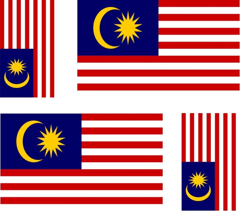 Set of 4x Sticker Vinyl Car Bumper Decal Outdoor Car Moto World Flag Malaysia