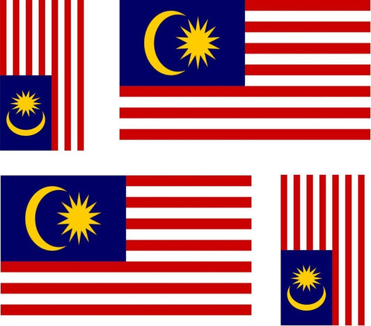 Set of 4x Sticker Vinyl Car Bumper Decal Outdoor Car Moto World Flag Malaysia