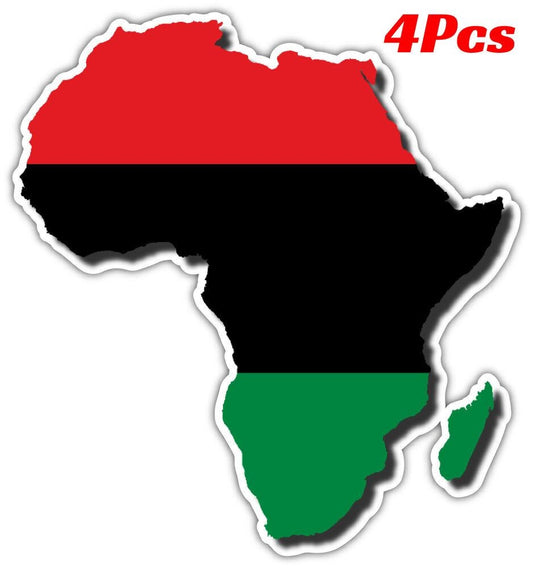 4X Pan Africa Shaped African Flag Map Vinyl Sticker Decal Car Window Wall Door