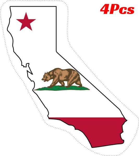 4X Sticker Decal Car Bike Bumper California Flag Map Usa United States