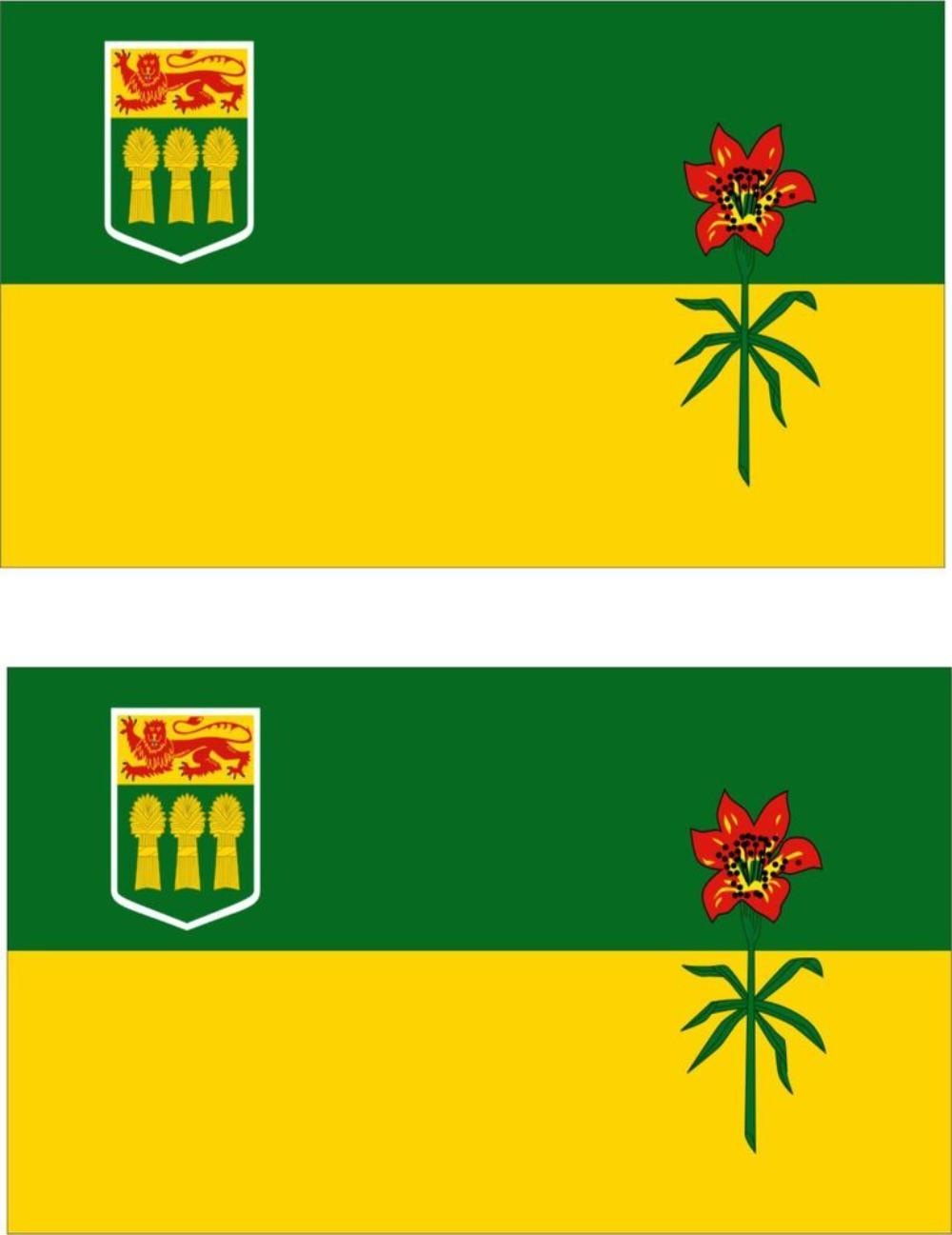 Set of 2x Sticker Vinyl Car Bumper Decal Outdoor Canada Moto Flag Saskatchewan