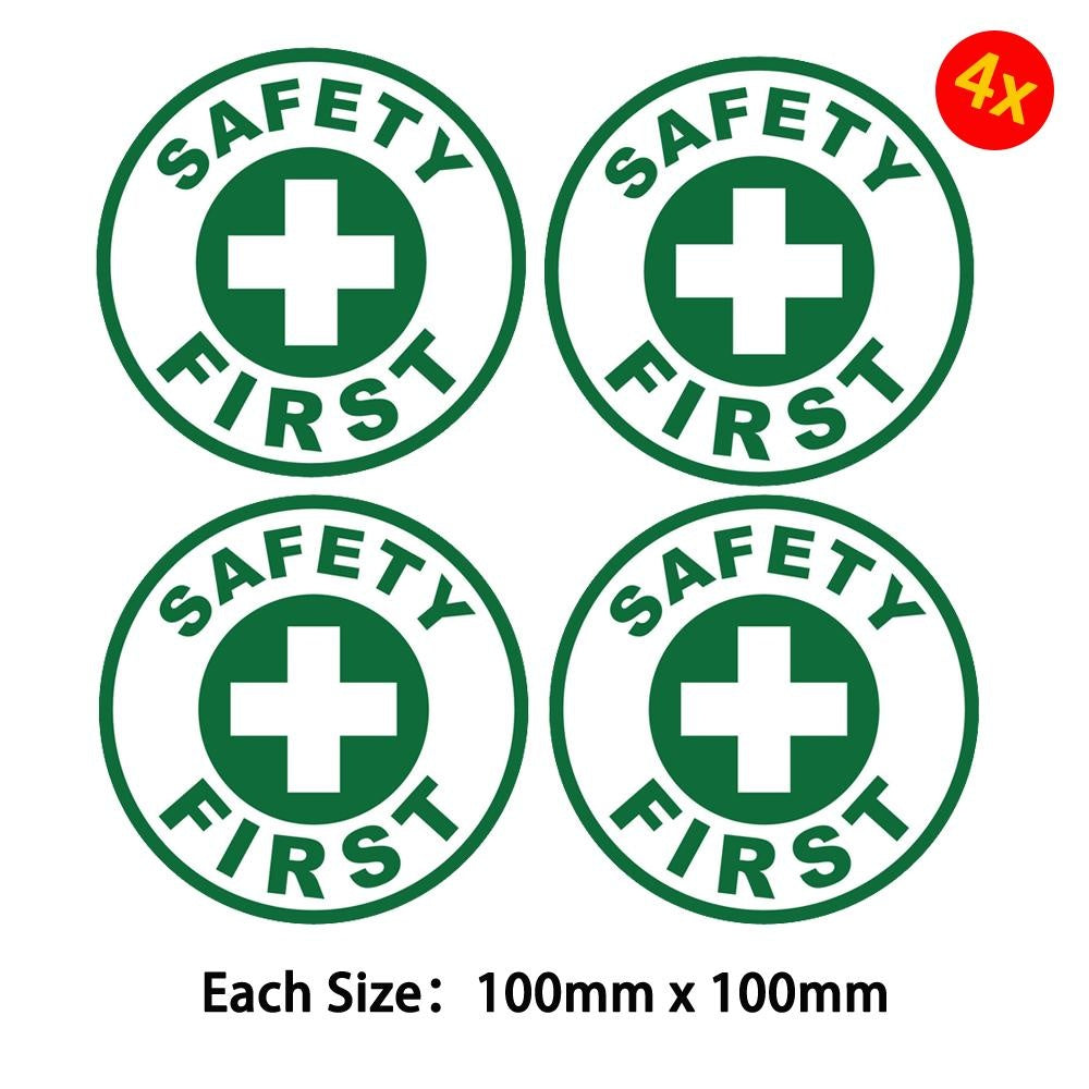Safety First Sticker Green Vinyl Circle Safe Aid OSHA Emergency Decal