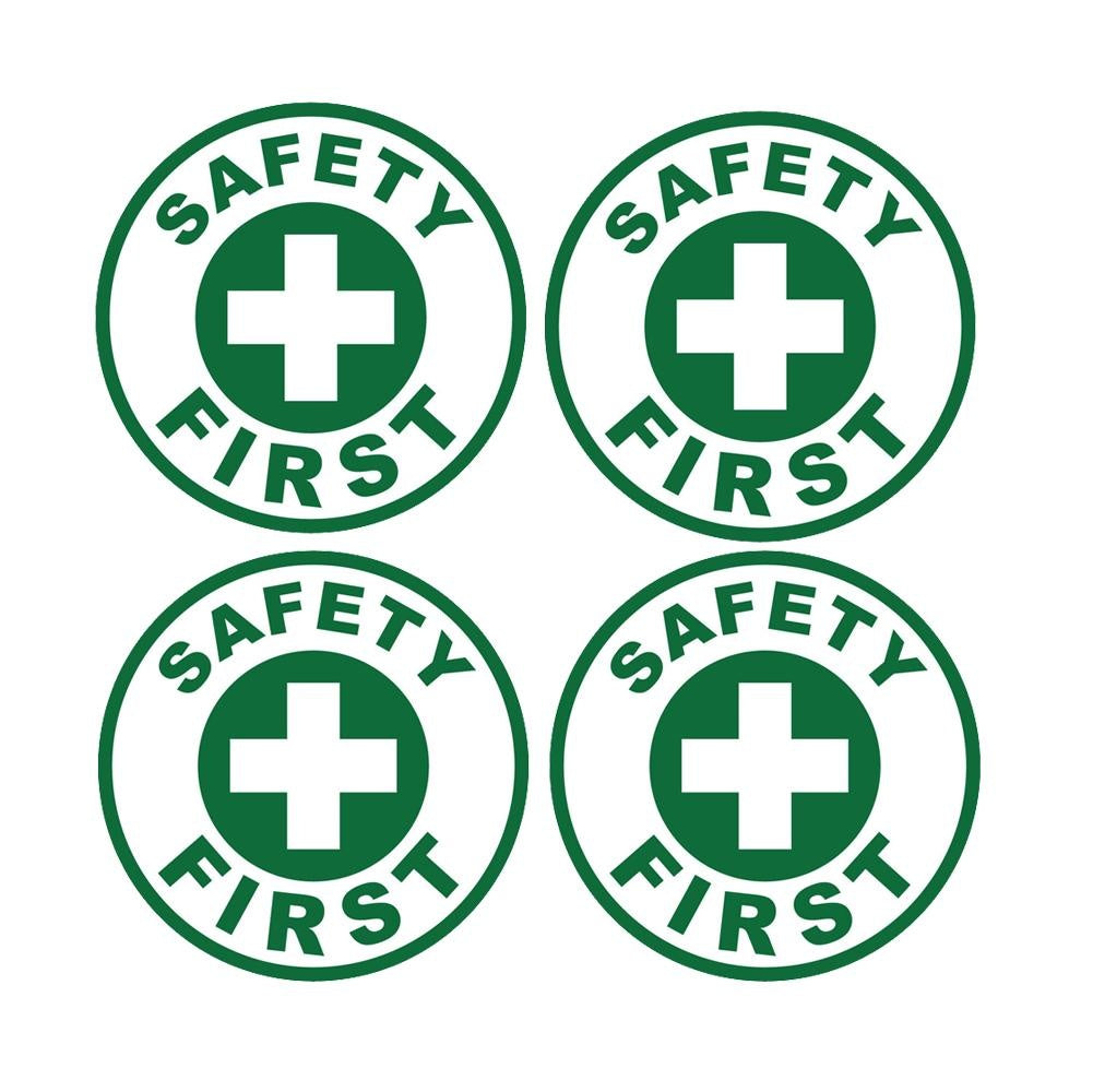Safety First Sticker Green Vinyl Circle Safe Aid OSHA Emergency Decal