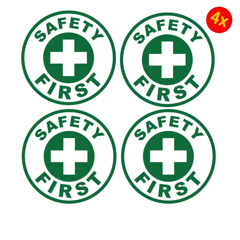 Safety First Sticker Green Vinyl Circle Safe Aid OSHA Emergency Decal