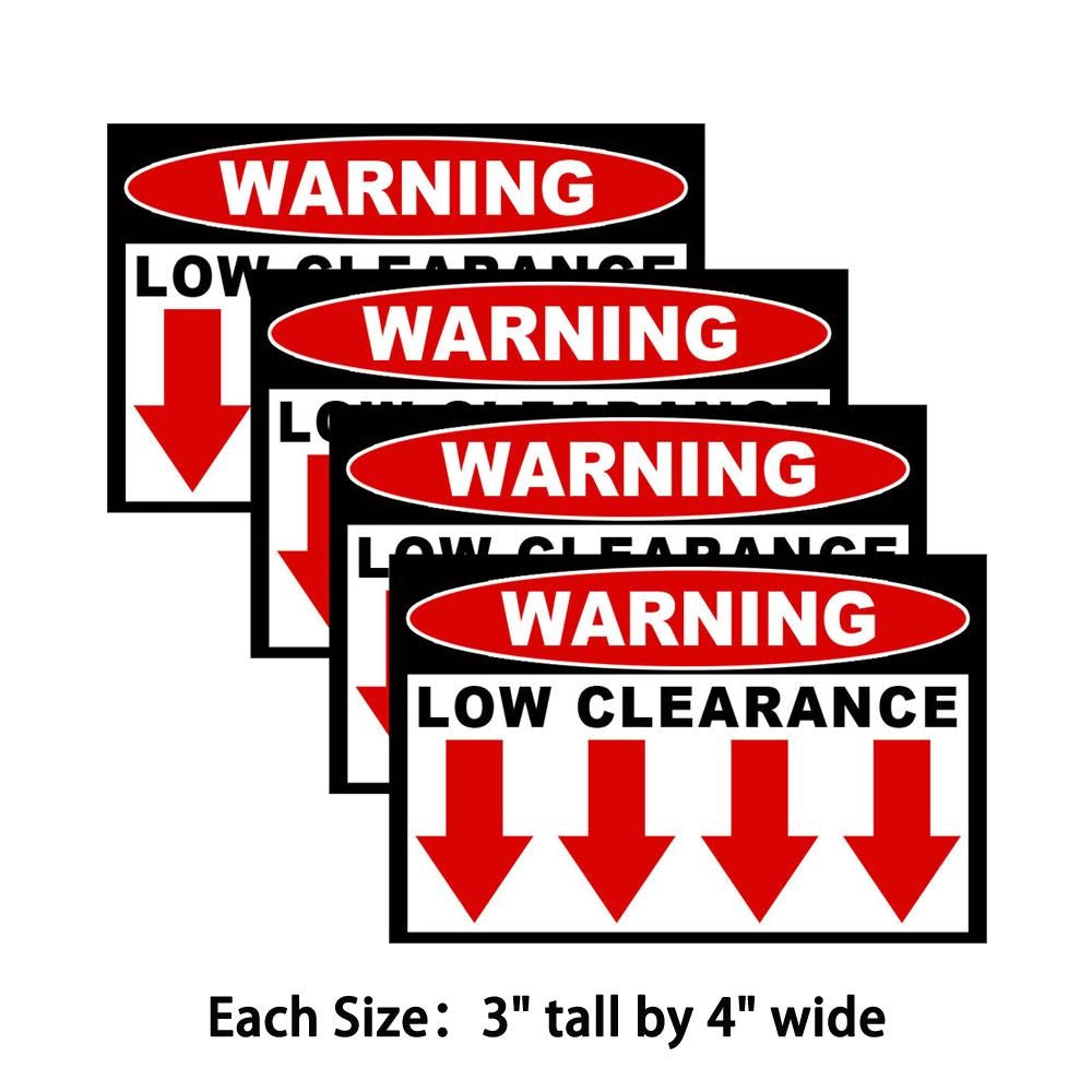 4X Low Clearance Warning Safety Sticker Rider Mini Truck JDM 4x4 Rack Safe Decal HD