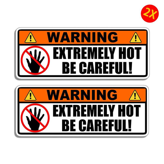 Pack of 2 6" Warning Extremely Hot Be Careful Caution Safety Vinyl Label Sticker Decal