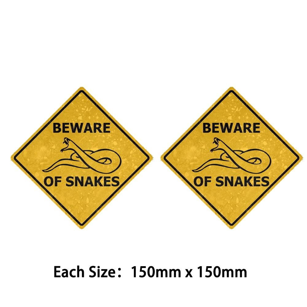 Pack of 2 150mm x 150mm Sticker decal warning car beware road sign warning snakes