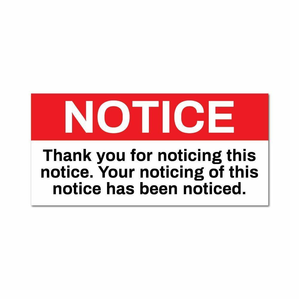 Funny Notice Sticker Decal Warning Funny Joke Tools Car Notice