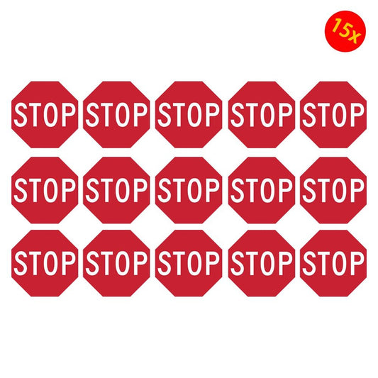 Pack of 15 1.5" Stop Sign Stickers octagon shape outdoor durable