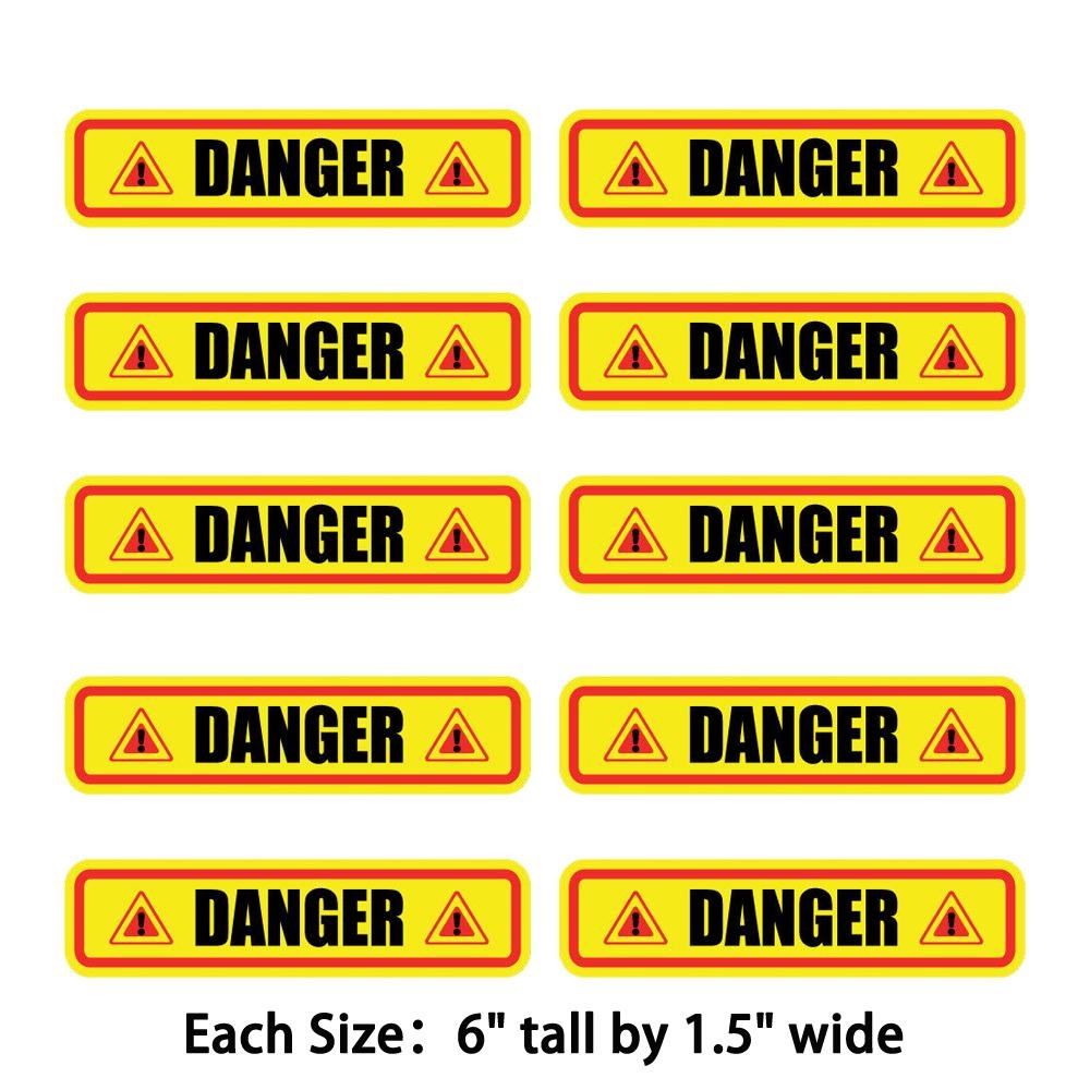 10x Danger Decal Stickers / Warehouse Machine Caution Warning Vinyl Weatherproof