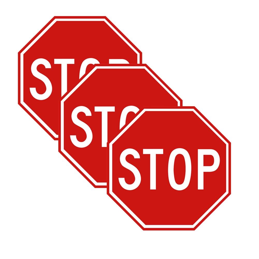 3X Stop Sign Vinyl Cut Sticker Decal Warning Sticker Decal