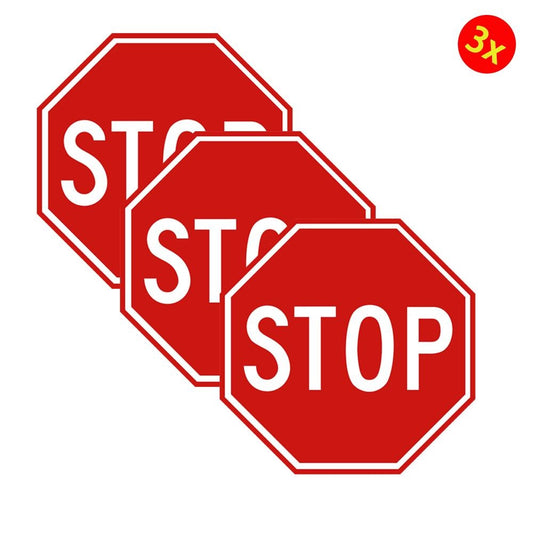 3X Stop Sign Vinyl Cut Sticker Decal Warning Sticker Decal
