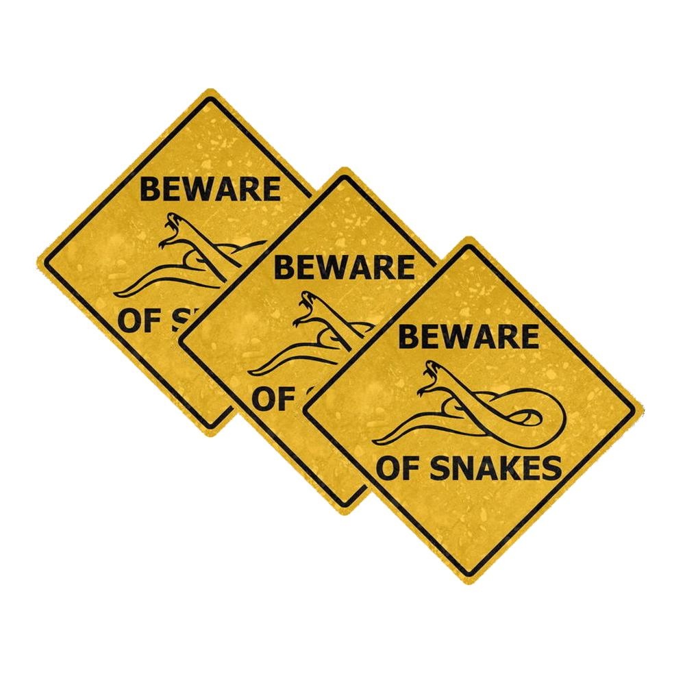 3X Sticker Decal Warning Car Beware Road Sign Warning Snakes Decal Sticker