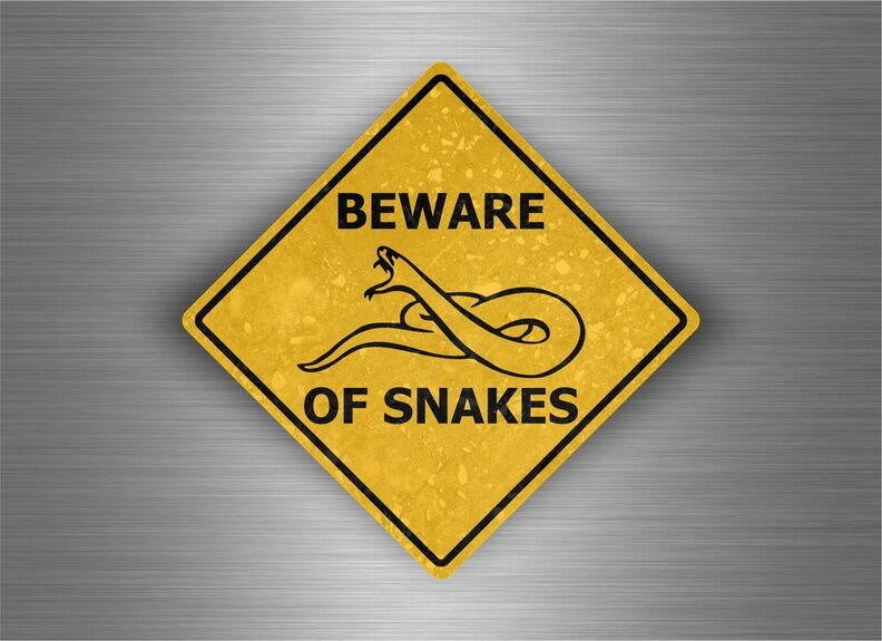 3X Sticker Decal Warning Car Beware Road Sign Warning Snakes Decal Sticker